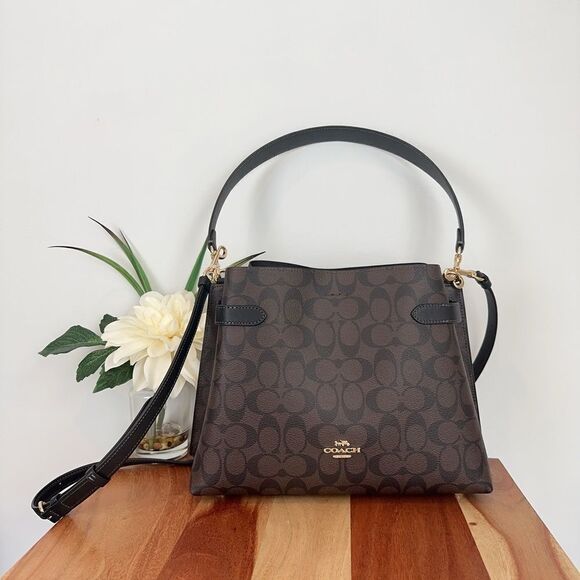 NWT Coach Hanna Shoulder Bag In Signature‎ Canvas - Picture 1 of 8